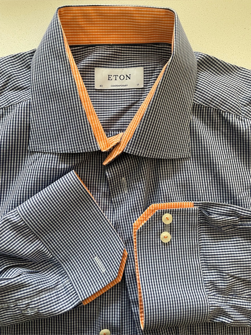 Eton - all cotton gingham pattern shirt Size 43 (17”neck)